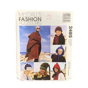 McCalls Fashion Accessories Pattern #2485 Cozy Winter Hat Scarves uncut